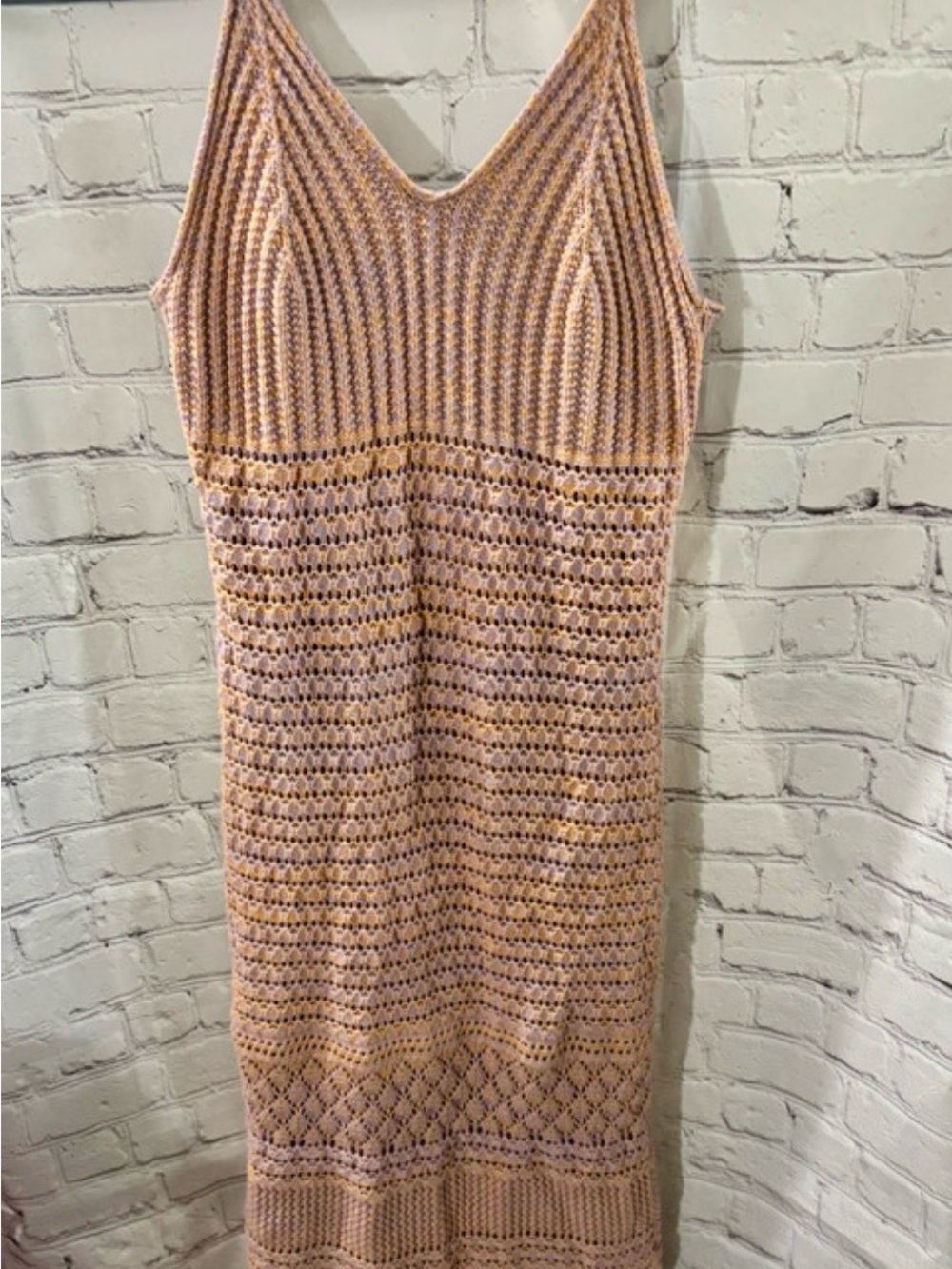 Sleeveless Blush Pink Crochet Midi Dress